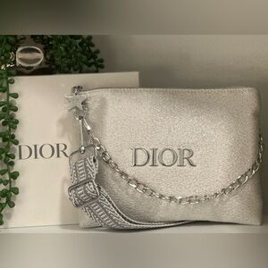 Dior Silver/white Cosmetic Bag